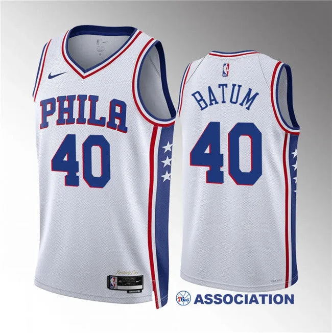 Basketball Jersey Luxury Quality-Men's Philadelphia 76ers #40 Nicolas Batum White Association Edition Stitched Basketball Jersey