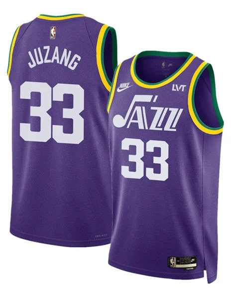 Basketball Jersey For Graduation-Men's Utah Jazz #33 Johnny Juzang Purple 2023 Classic Edition Stitched Basketball Basketball Jersey