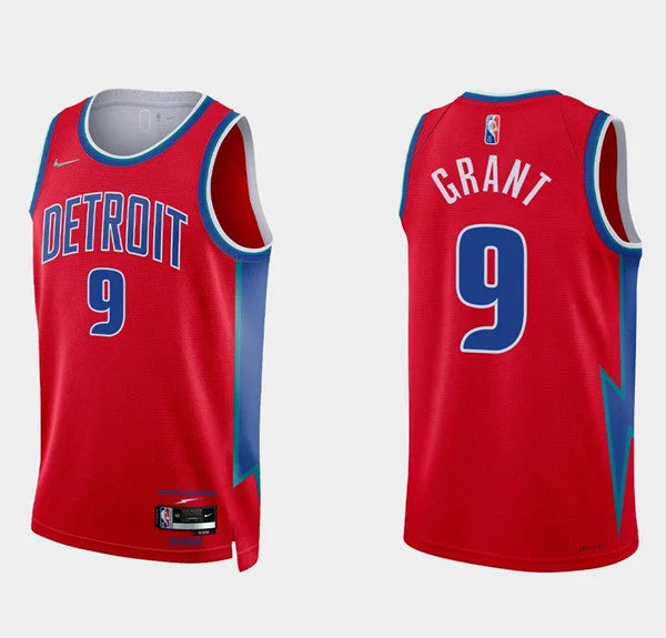 Basketball Jersey Street Culture-Men's Detroit Pistons #9 Jerami Grant 75th Anniversary Red Stitched Basketball Basketball Jersey