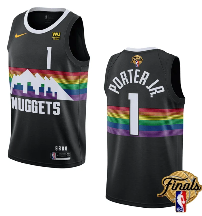 Basketball Jersey Quick Absorb-Men's Denver Nuggets #1 Michael Porter Jr. Black 2023 Finals City Edition Stitched Basketball Basketball Jersey