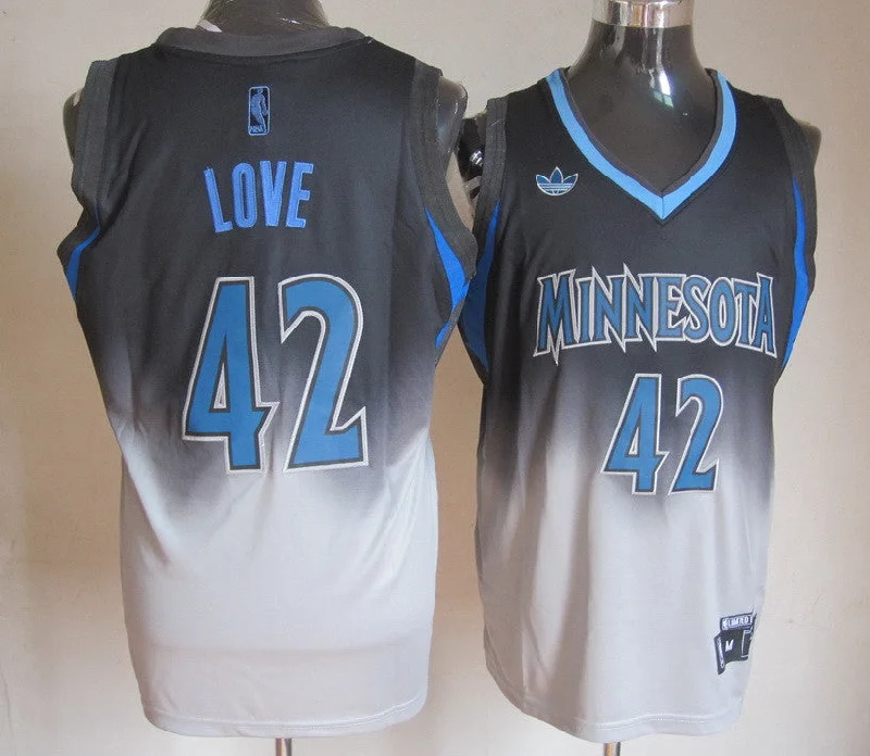 Basketball Jersey Designed For Comfort-Timberwolves 42 Love Black&White Basketball Jerseys