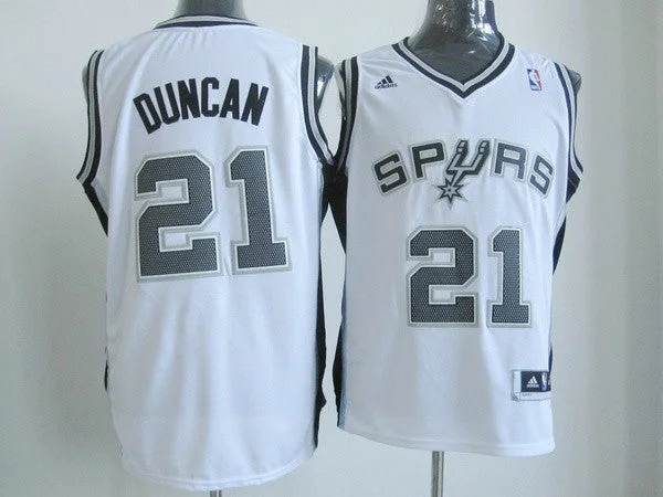 Basketball Jersey Color Block-San Antonio Spurs 21 DUNCAN White New Basketball Jerseys