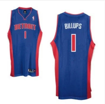 Basketball Jersey With Signature Logo-Pistons 1 C Billups Blue Basketball Jerseys