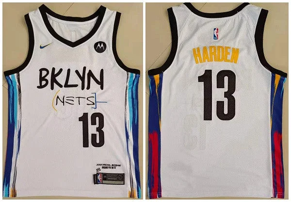 Basketball Jersey Fast Delivery-Men's Brooklyn Nets #13 James Harden White Stitched Basketball Jersey