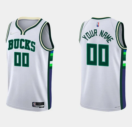 Basketball Jersey Streetball Legends-Men's Milwaukee Bucks Active Custom White 75th Anniversary City Stitched Basketball Jersey