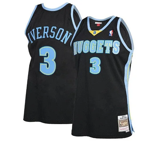 Basketball Jersey Iconic And Stylish-Men's Denver Nuggets #3 Mitchell & Ness Allen Iverson Black Classic Stitched Basketball Jersey