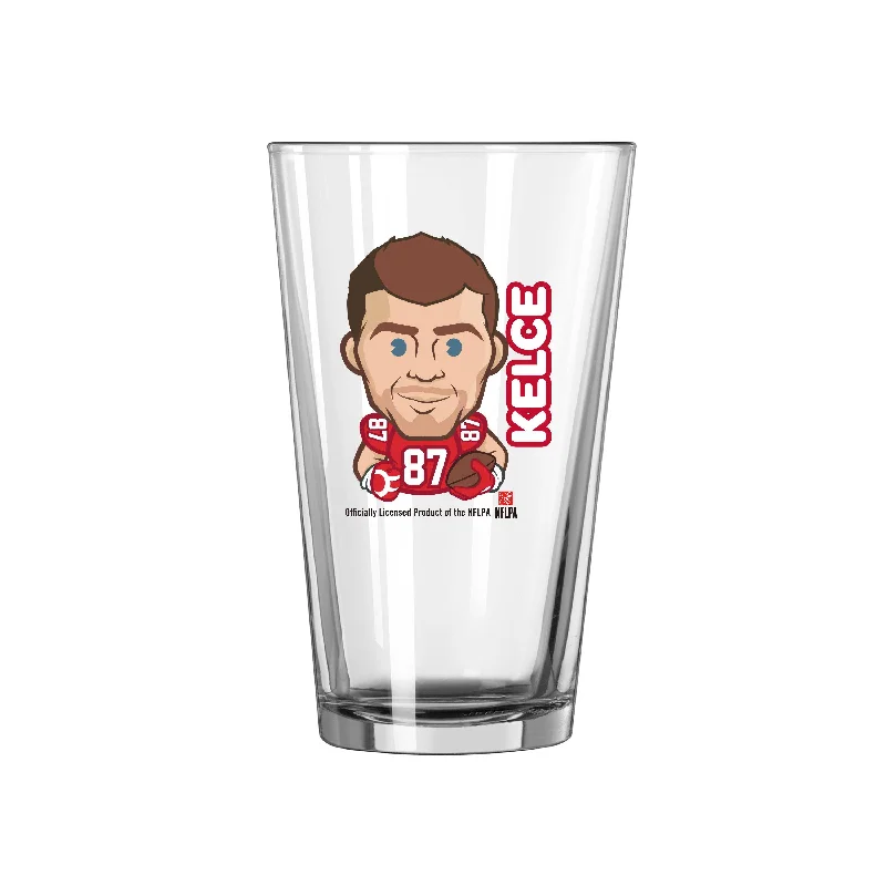 Team Mug For Office Desk-Kansas City Chiefs Travis Kelce Caricature 16oz Pint Glass