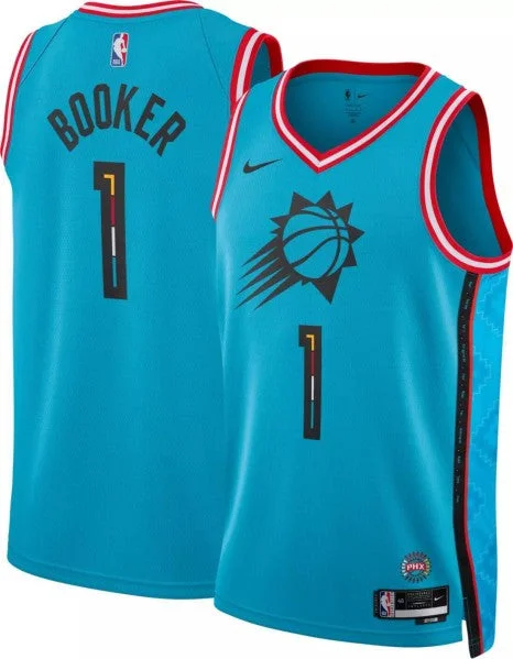 Basketball Jersey Short Sleeve-Men's Phoenix Suns #1 Devin Booker 2022-23 Blue City Edition Swingman Stitched Basketball Basketball Jersey