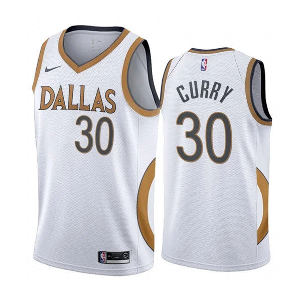 Basketball Jersey Elastic Collar-Men's Dallas Mavericks #30 Seth Curry White City Edition New Uniform 2020-21 Stitched Basketball Jersey