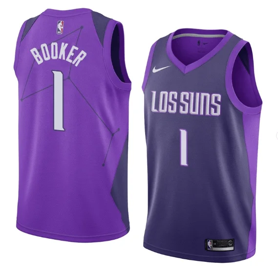 Basketball Jersey Black And White-Men's Phoenix Suns Purple #1 Devin Booker Purple Stitched Basketball Jersey