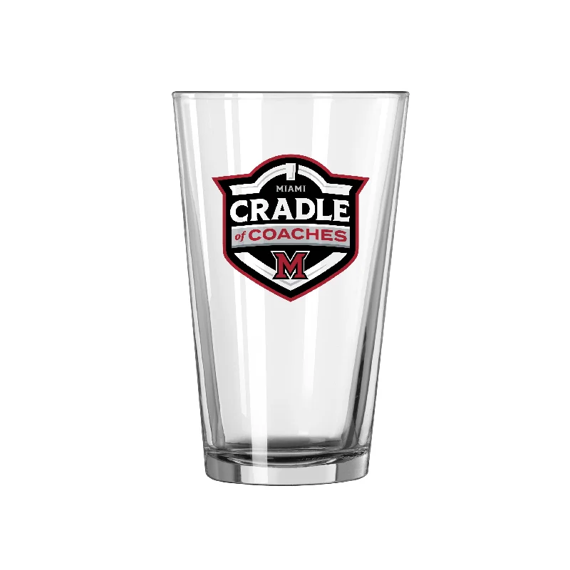 Team Mug With Monogram-Miami Ohio Cradle of Coaches 16oz Pint Glass