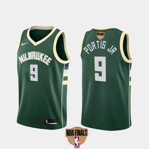 Basketball Jersey Stylish Look-Men's Milwaukee Bucks #9 Bobby Portis JR 2021 Finals Green Association Edition Stitched Basketball Jersey