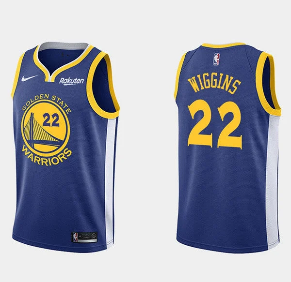 Basketball Jersey Double Stitched-Men's Golden State Warriors #22 Andrew Wiggins Blue Stitched Basketball Jersey