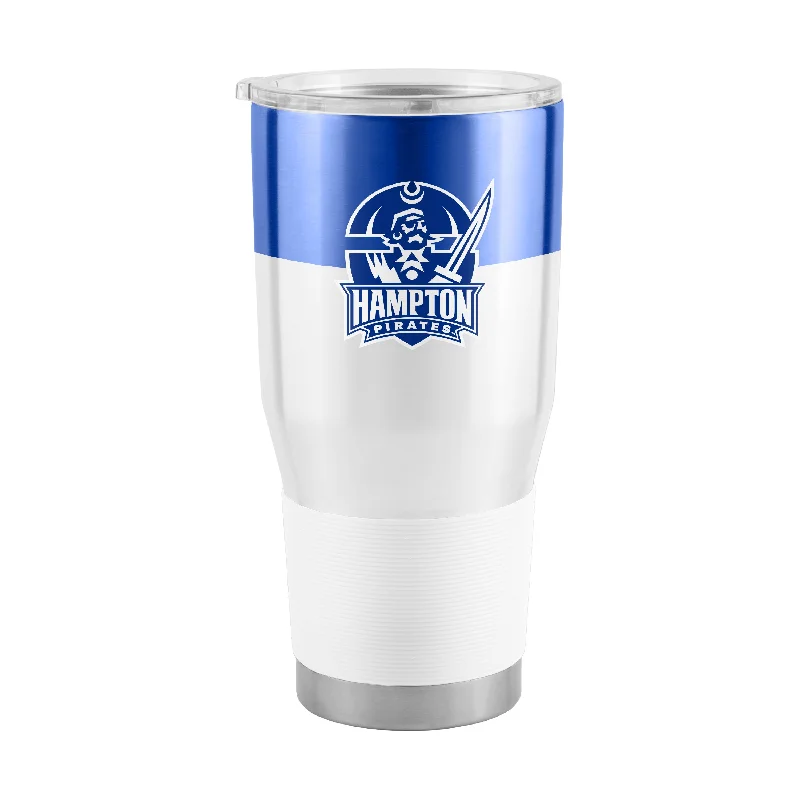 Team Mug With Silicon Cover-Hampton University 30oz Colorblock Stainless Steel Tumbler