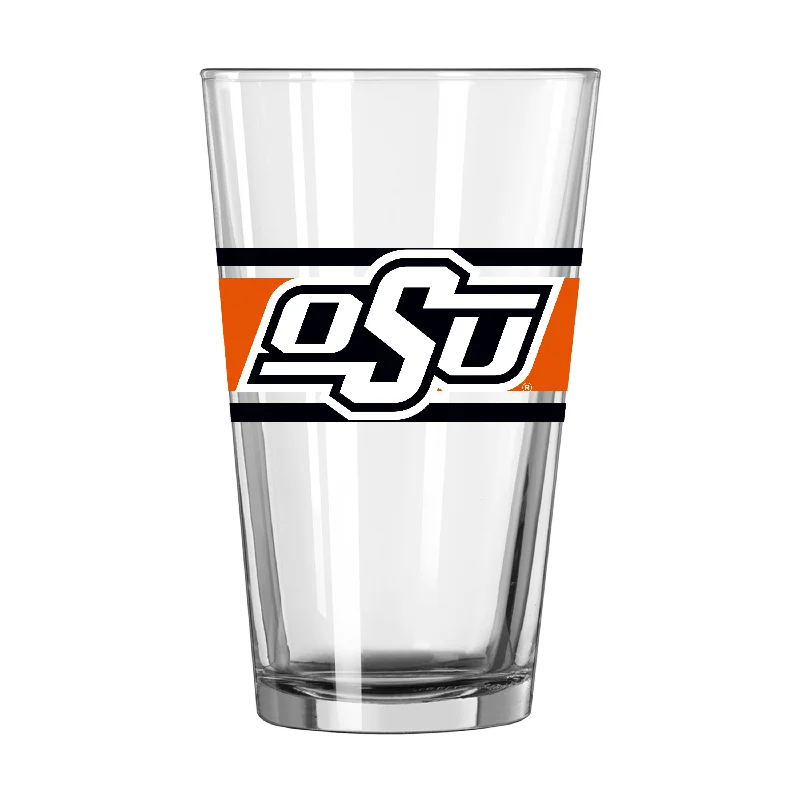 Team Mug Best Quality-Oklahoma State 16oz Stripe Pint Glass