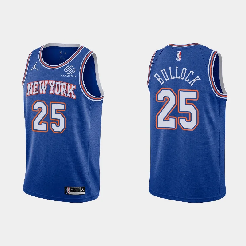 Basketball Jersey Reversible-Men's New York Knicks #25 Reggie Bullock Blue Stitched Basketball Jersey