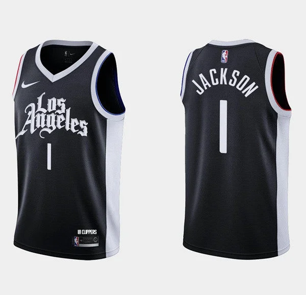 Basketball Jersey Hip Hop Style-Men's Los Angeles Clippers #1 Reggie Jackson Black City Edition Stitched Basketball Basketball Jersey