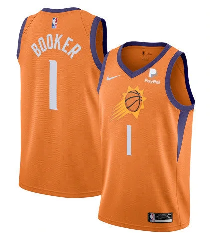 Basketball Jersey Vintage Look-Men's Phoenix Suns #1 Devin Booker Orange Statement Edition Stitched Basketball Jersey