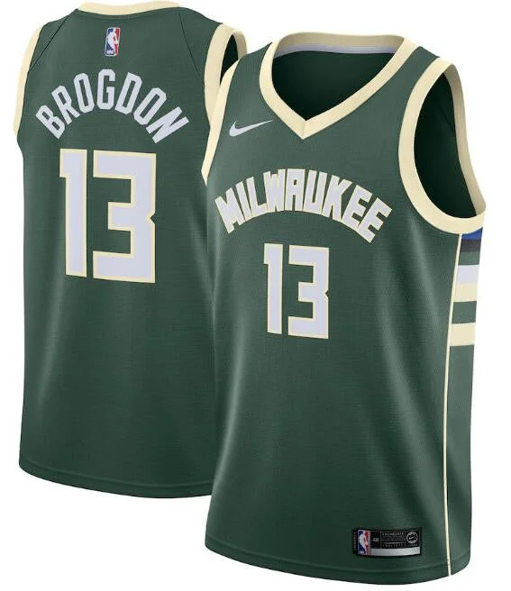 Basketball Jersey Set-Men's Milwaukee Bucks Green #13 Malcolm Brogdon Icon Edition Stitched Swingman Basketball Jersey