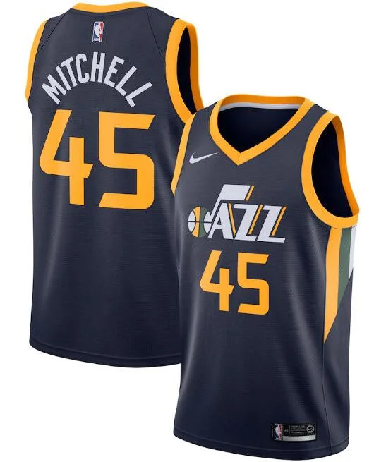 Basketball Jersey Long-Lasting Quality-Men's Utah Jazz Navy #45 Donovan Mitchell Icon Edition Swingman Stitched Basketball Jersey