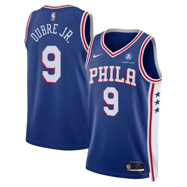 Basketball Jersey With Side Pockets-Men's Philadelphia 76ers #9 Kelly Oubre Jr. Royal Swingman Icon Edition Stitched Basketball Jersey