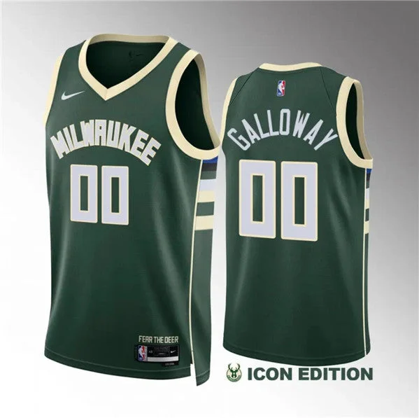 Basketball Jersey Embroidered-Men's Milwaukee Bucks #00 Jaylin Galloway Green Icon Edition Stitched Basketball Basketball Jersey