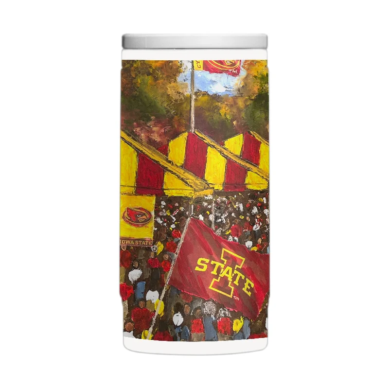 Team Mug With Slogan-Iowa State 12oz Collector Powder Coat Slim Can Coolie