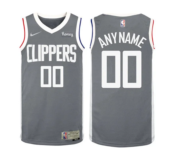 Basketball Jersey Casual Wear-Men's Los Angeles Clippers Active Player Gray Earned Edition Stitched Basketball Jersey