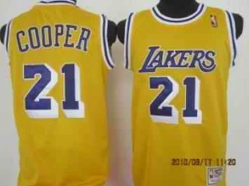 Basketball Jersey Practice Wear-Lakers 21 Cooper Yellow Throwback Basketball Jerseys