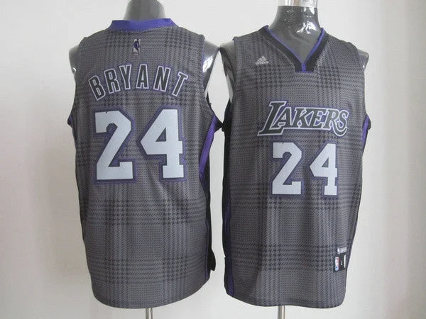 Basketball Jersey Plus Size-Lakers 24 Bryant Grey Box Basketball Jerseys