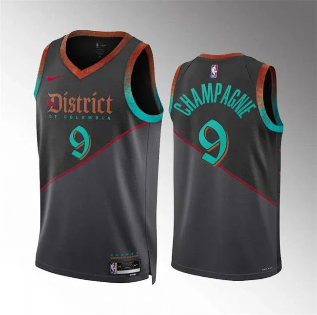 Basketball Jersey High Energy Look-Men's Washington Wizards #9 Justin Champagnie Black 2023/24 City Edition Stitched Basketball Basketball Jersey