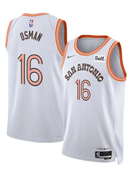 Basketball Jersey Gym Wear-Men's San Antonio Spurs #16 Cedi Osman White 2023/24 City Edition Stitched Basketball Basketball Jersey