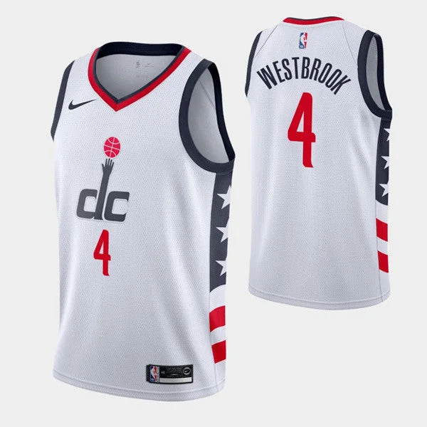 Basketball Jersey Inspired By Champions-Men' Wizards #4 Russell Westbrook White City Stitched Basketball Jersey