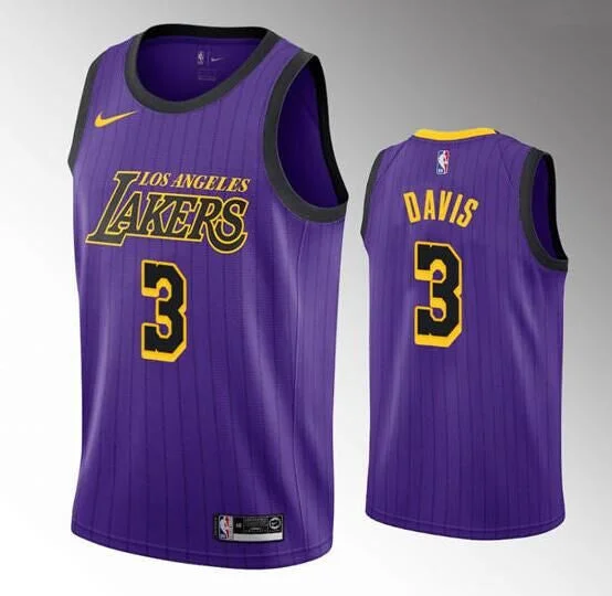 Basketball Jersey Stylish Look-Men's Los Angeles Lakers #3 Anthony Davis 2019-20 Purple Stitched Basketball Jersey