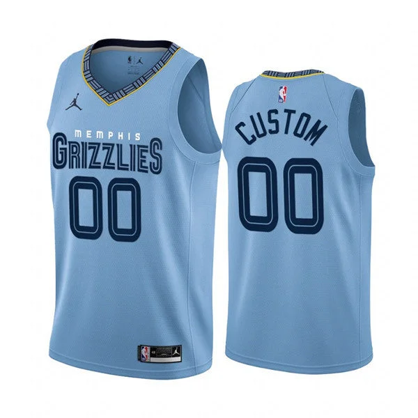 Basketball Jersey Loose Fit-Men's Memphis Grizzlies Active Player Custom 2022/23 Light Blue Statement Edition Stitched Basketball Jersey