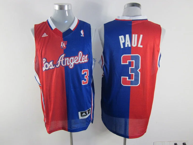 Basketball Jersey Soft Touch Material-Clippers 3 Paul Red&Blue Split Basketball Jerseys