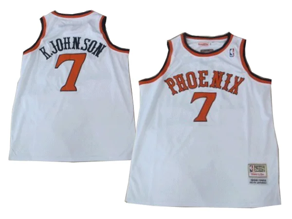 Basketball Jersey With Side Slits-Phoenix Suns 7 K.JOHNSON white Throwback Basketball Jerseys