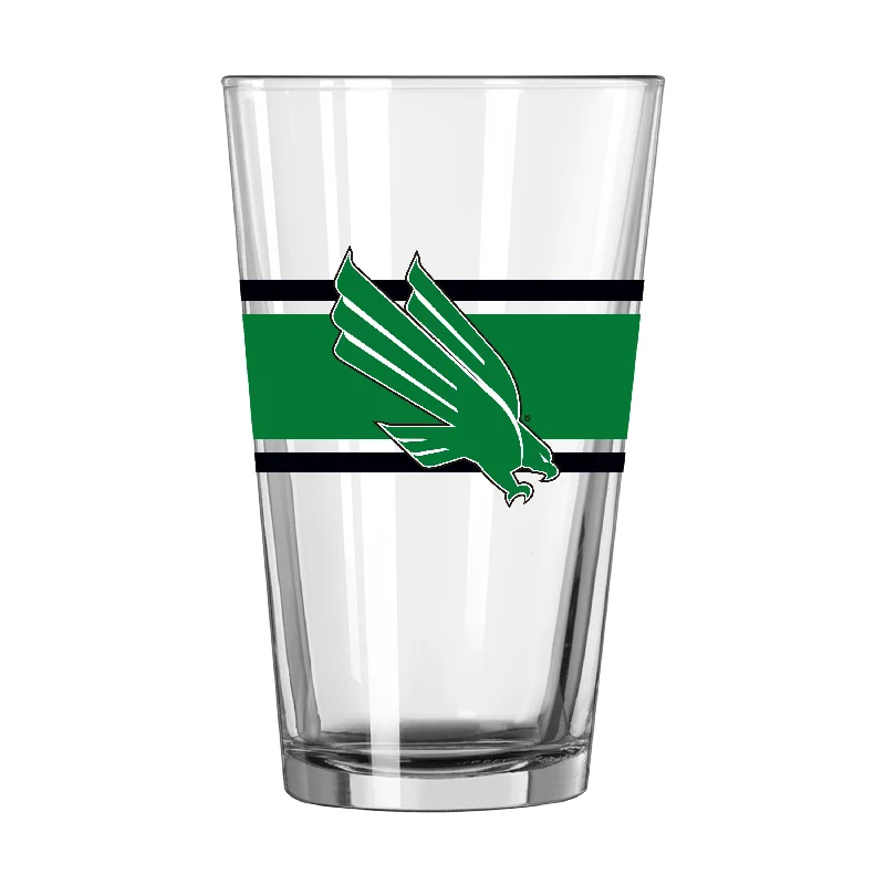 Team Mug With Cork Base-North Texas 16oz Stripe Pint Glass