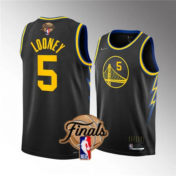 Basketball Jersey Machine Washable-Men's Golden State Warriors #5 Kevon Looney Black 2022 Finals Stitched Basketball Jersey