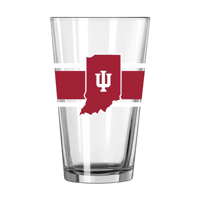 Team Mug Designed For Comfort-Indiana 16oz Stripe Pint Glass