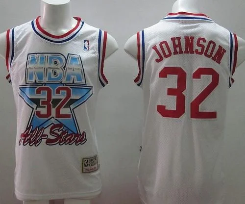 Basketball Jersey Classic Design-Men's Mitchell And Ness Lakers #32 Magic Johnson White 1993 All Star Stitched Basketball Jersey