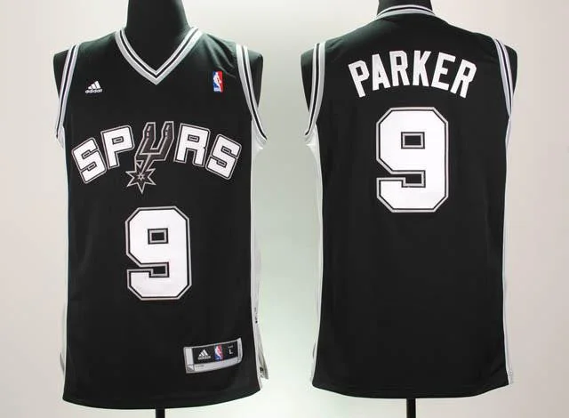 Basketball Jersey Premium Material-Spurs 9 Tony ParkerBlack Basketball Jerseys