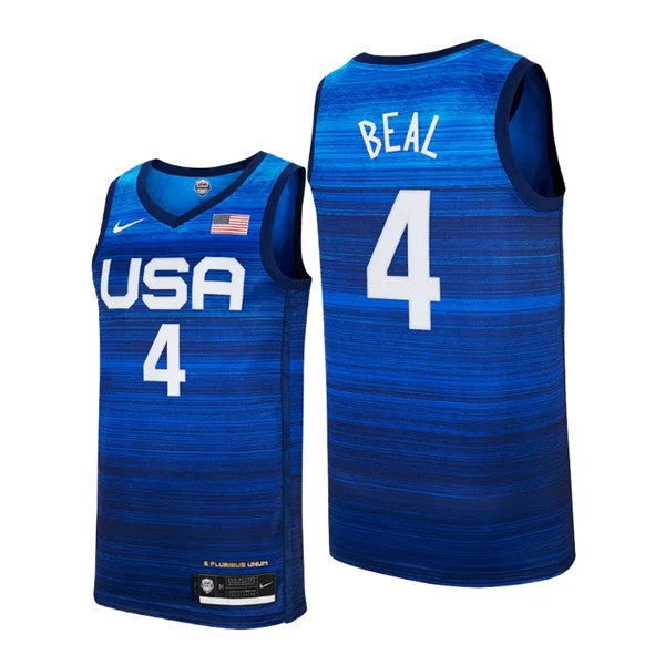 Basketball Jersey Sublimation Print-Men's USA Basketball #4 Bradley Beal 2021 Blue Tokyo Olympics Stitched Away Basketball Jersey