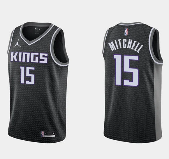 Basketball Jersey Great For Every Game-Men's Sacramento Kings #15 Davion Mitchell Black Basketball Stitched Basketball Jersey