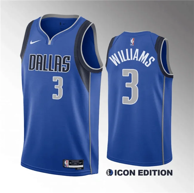 Basketball Jersey For Pickup Games-Men's Dallas Mavericks #3 Grant Williams Blue Icon Edition Stitched Basketball Basketball Jersey