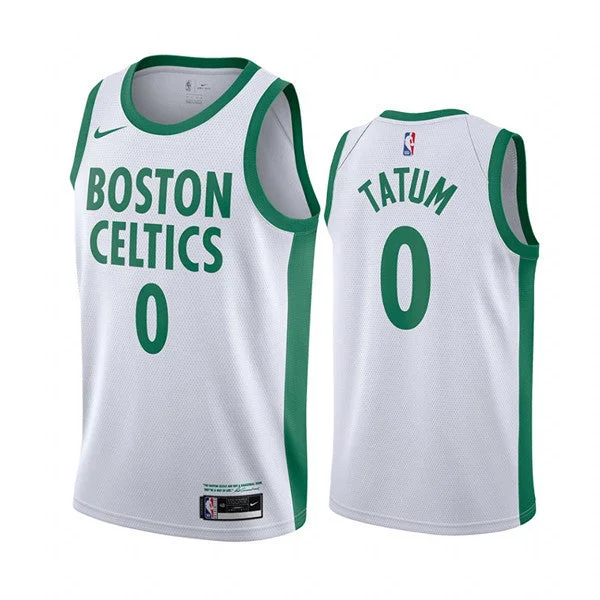 Basketball Jersey Tank Top Style-Men's Boston Celtics #0 Jayson Tatum White 2020-21 City Edition Swingman Stitched Basketball Jersey