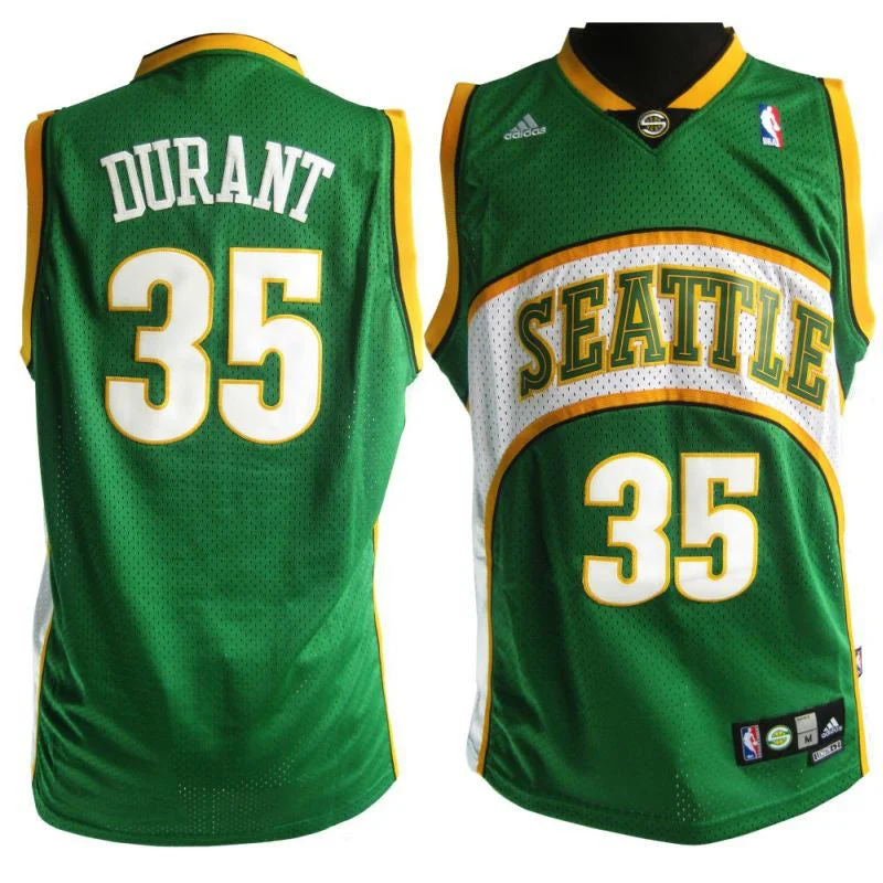 Basketball Jersey Short Sleeve-Supersonics 35 Durant Green Basketball Jerseys