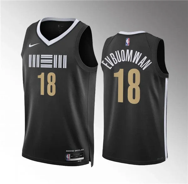 Basketball Jersey Ideal For Warm Weather-Men's Memphis Grizzlies #18 Tosan Evbuomwan Black 2023-24 City Edition Stitched Basketball Jersey