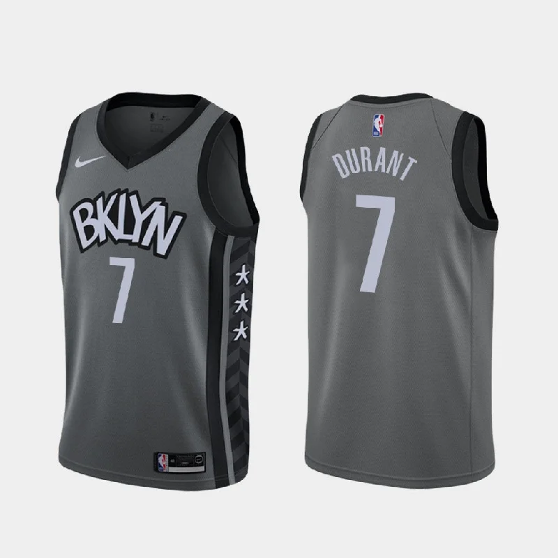 Basketball Jersey Casual Wear-Men's Brooklyn Nets #7 Kevin Durant Grey 2019 Stitched Basketball Jersey