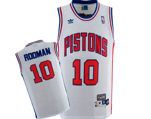 Basketball Jersey Wrinkle-Resistant-Men's Detroit Pistons #10 Dennis Rodman White Mitchell & Ness Throwback Stitched Basketball Jersey